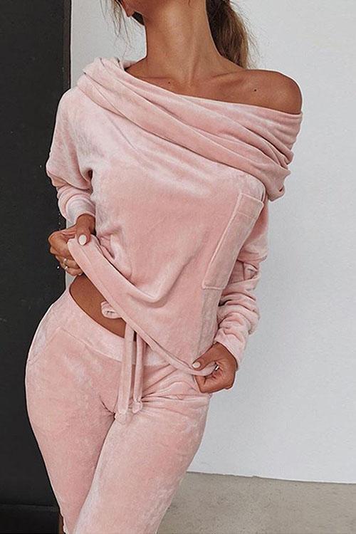 Heididress Off Shoulder Long SLeeve Top and Long Pants Sets