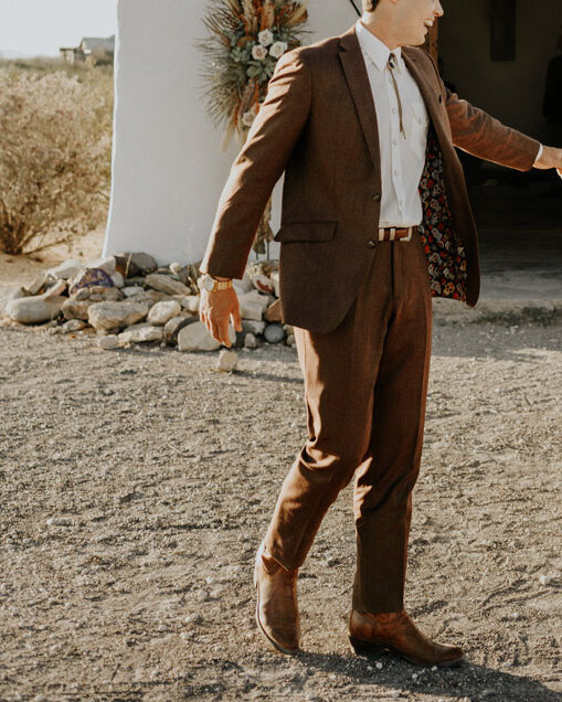 Men's Western Casual Dark Brown Fashionable Long Sleeve Jacket Blazer