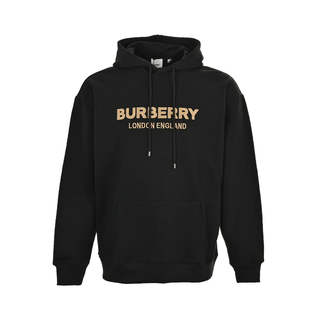 Burberry 24Fw gold-embroidered lettering hooded sweatshirt