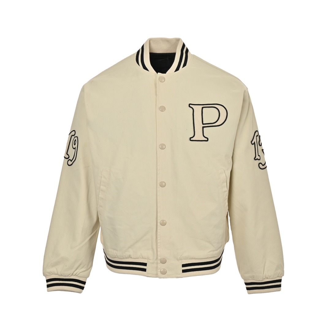 Prada 24Fw baseball jacket with P patch and medal on chest