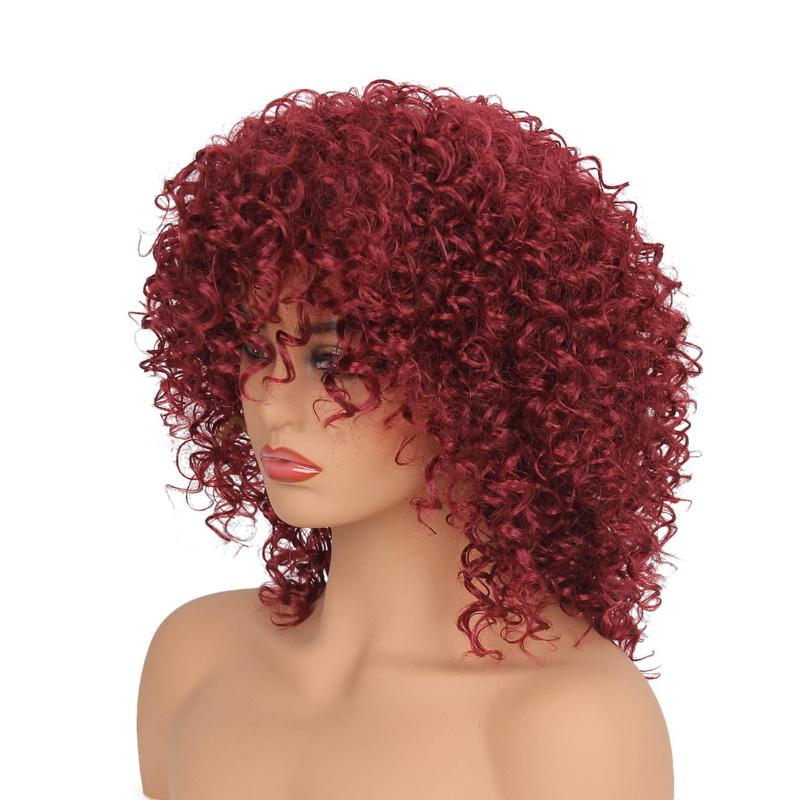Luna 101 Women Sensationnel Long Kinky Curly Afro Wig with Bangs