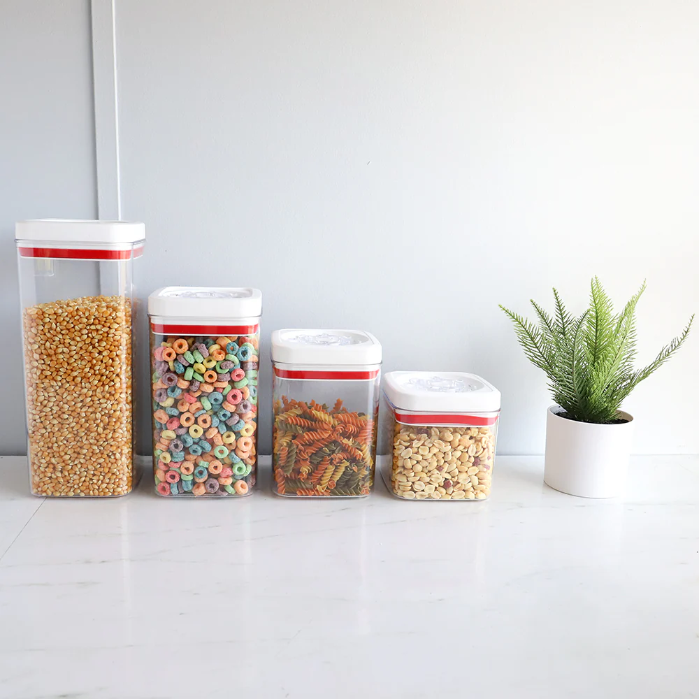 Home Basics 4 Piece Twist N..Lock Air-Tight Plastic Square Canister Set, Clear