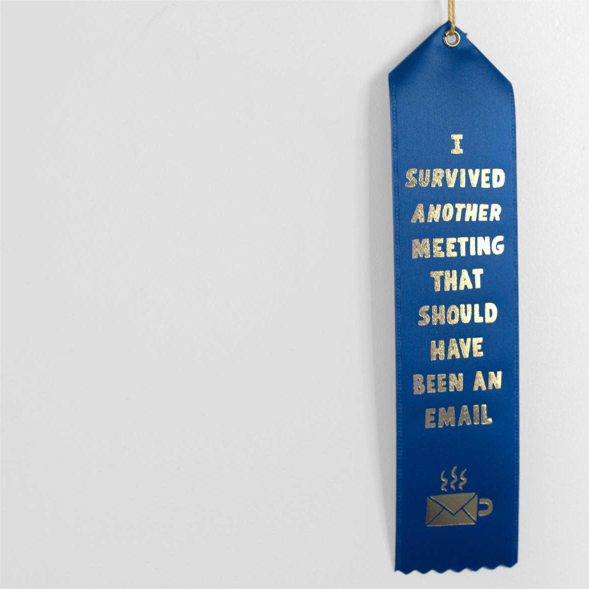 I Survived Another Meeting Ribbon | Funny Award Ribbon