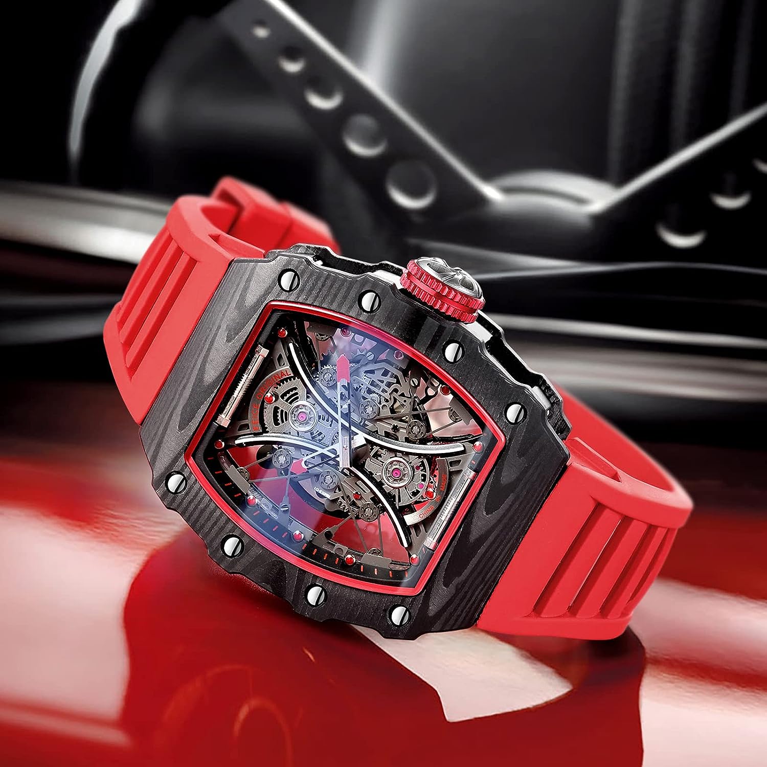 FM602 Automatic Watches Luxury Sapphire Mirror Skeleton Mechanical Wat