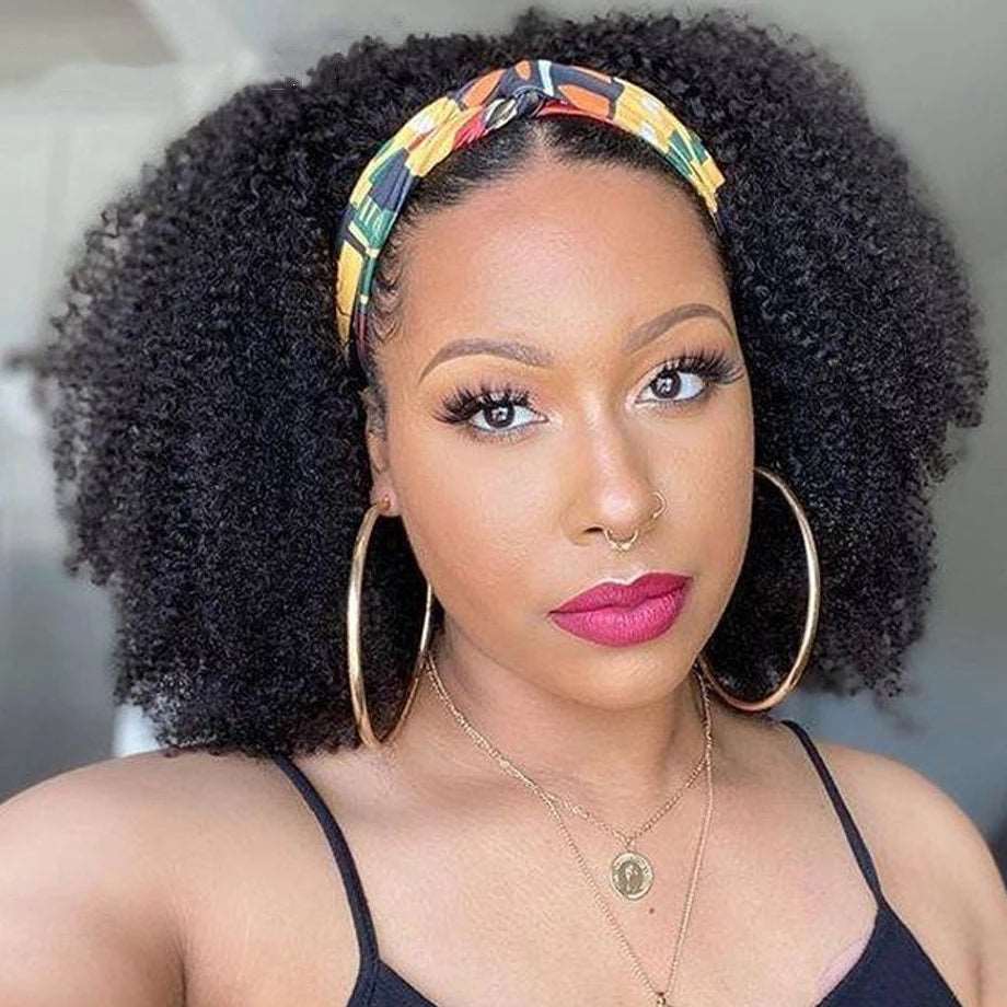 Luna 013 Short Curly Headband Wig for Women | Free Random Style Headband