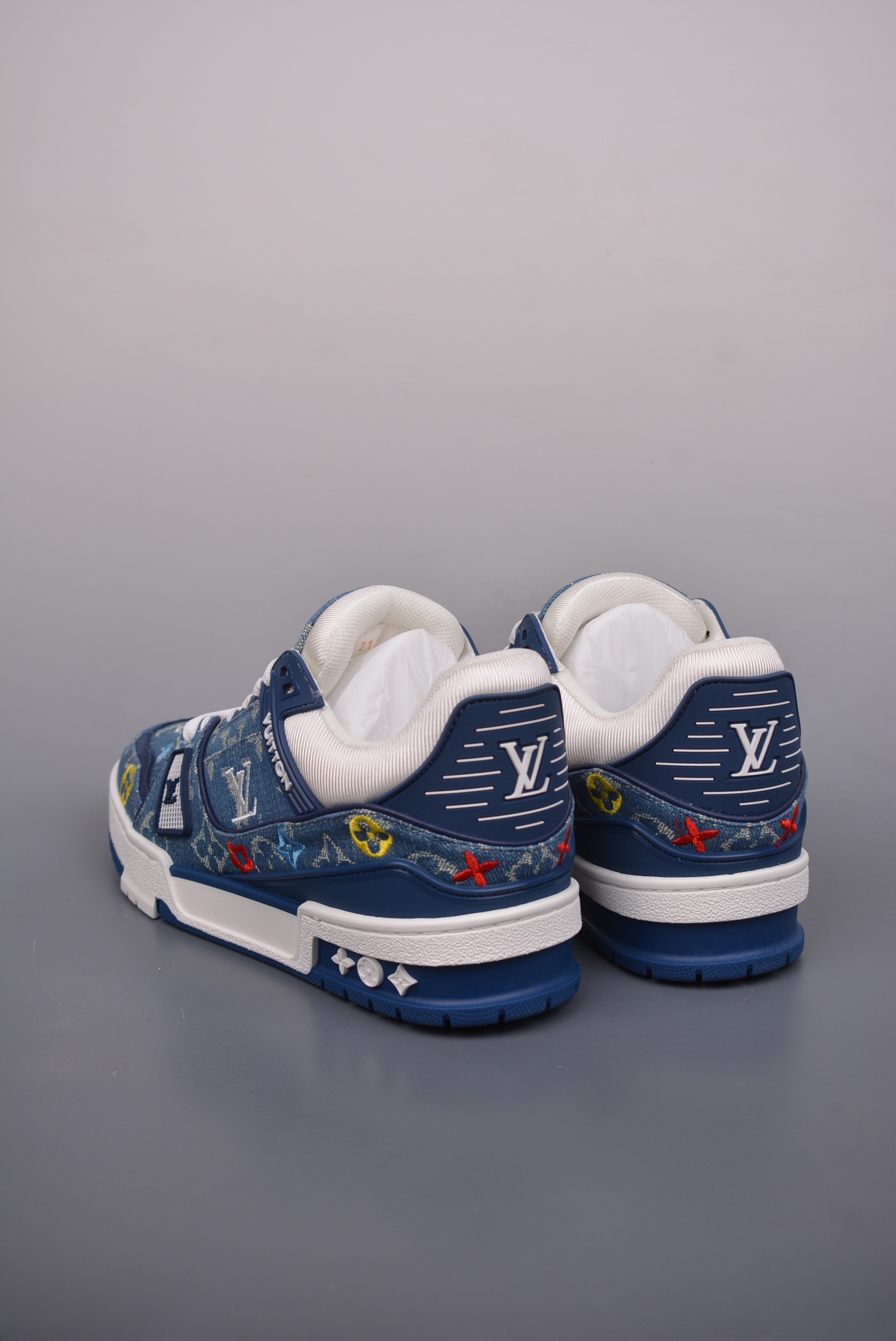 Louis Vuitton Trainer Sneaker Low Denim Blue Jacquard 1A7S51