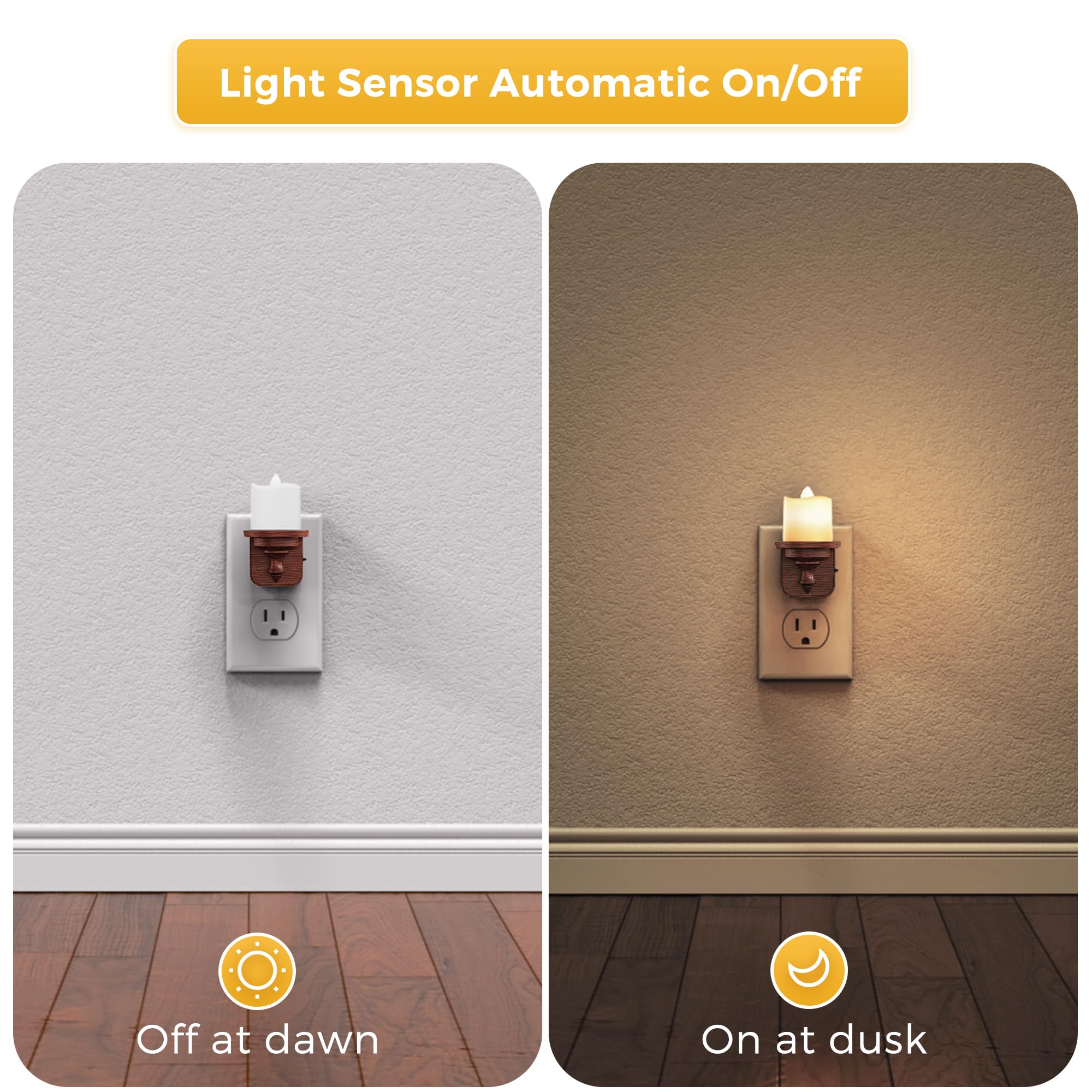 💥ON SALE💥LED Candle Night Light with Light Sensor, Plug into Wall🕯️🌙