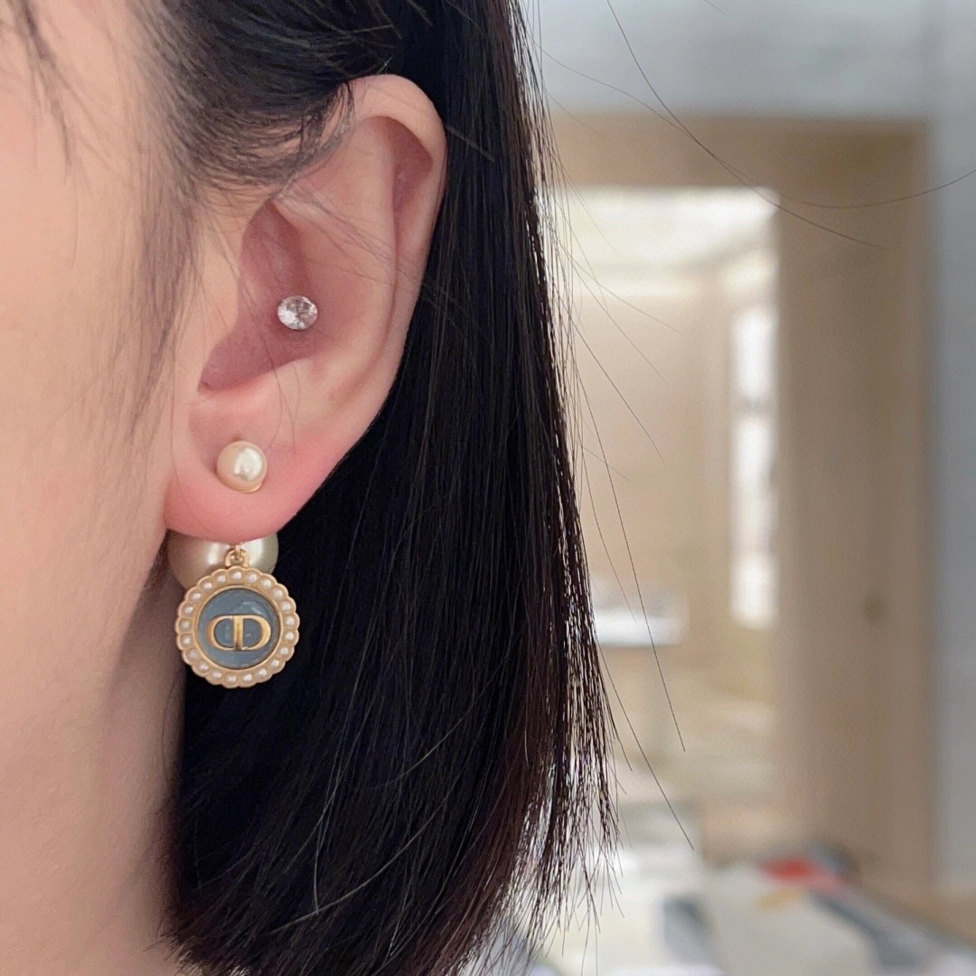 Dior Glass Bead Pearl Earrings