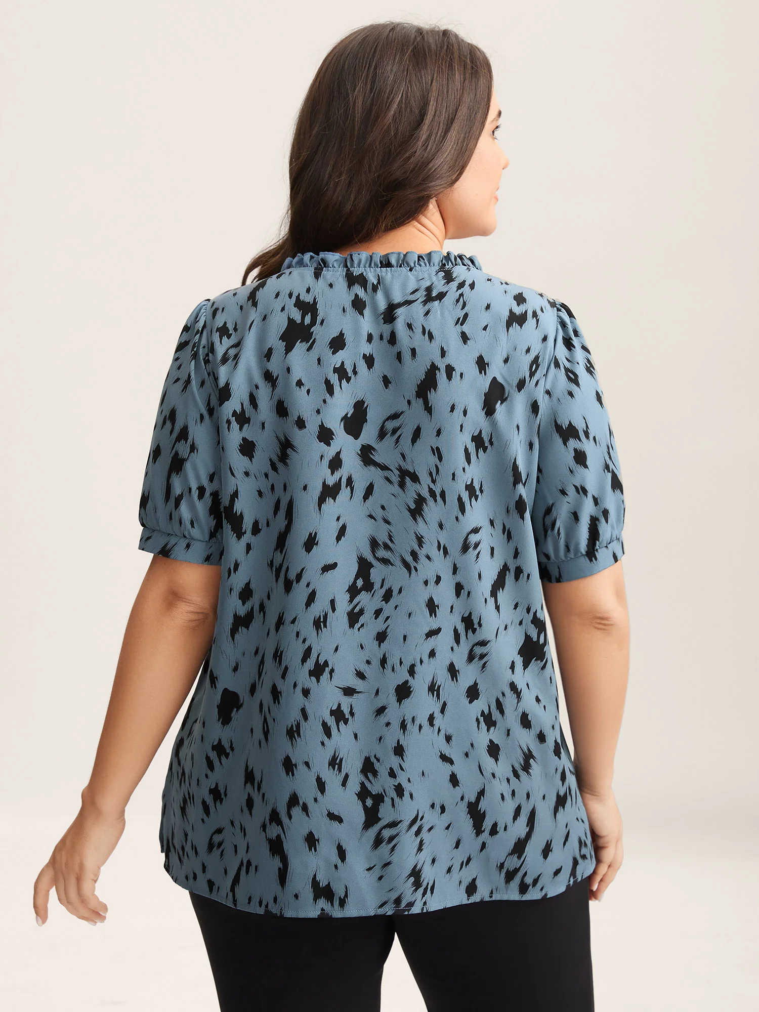 Leopard Print Toothpick Pleat Blouse