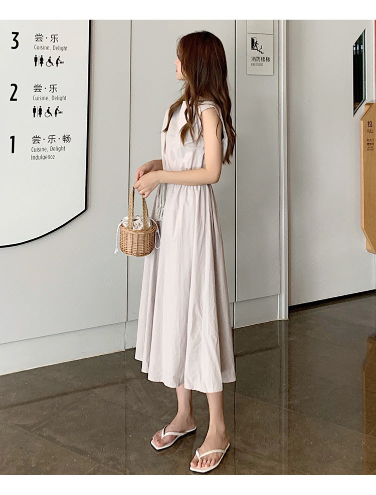 Retro Dress Women Summer Gentle Elegant Can Waist Trimming Loose plus Size Cotton Linen Large Swing Dress