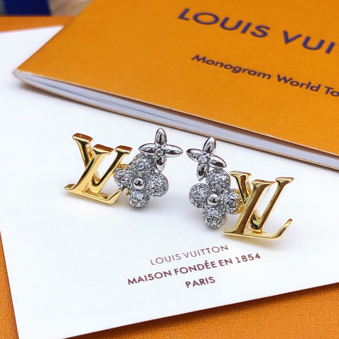 Louis Vuitton Gold and Silver Stud Earrings
