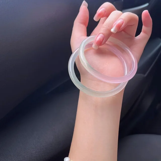 Pink Chalcedony Round Bracelet Natural Jade Agate Bangle Elegant Handring For Women Fine Jewelry Ladies Gift Free Shipping