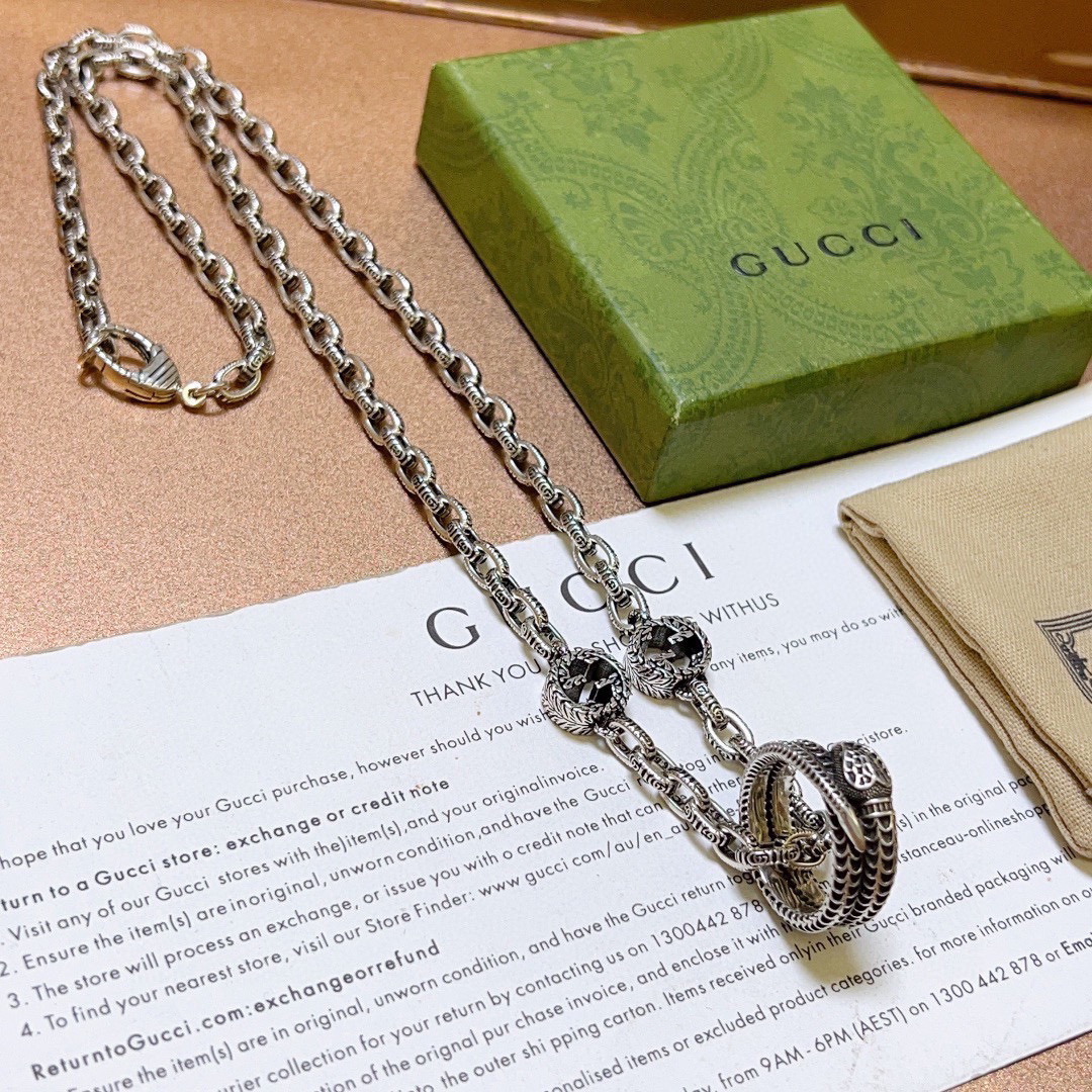 Gucci Anger Forest Series Snake Ring Vintage Necklace
