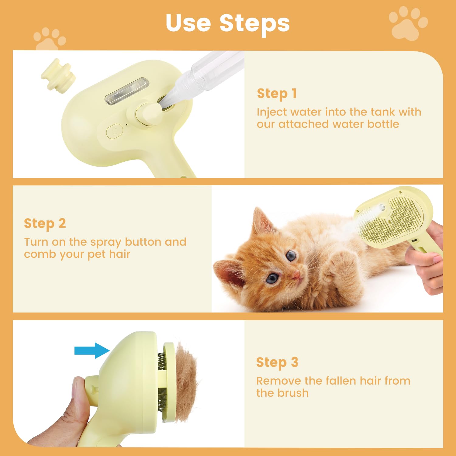 Cat Brush for Shedding, Pet Hair Removal Brush for Short & Long Hair Cats & Dogs