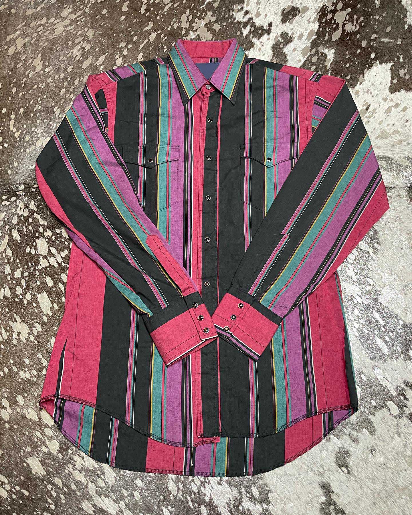 Men's Casual Vintage Red Striped Long Sleeve Shirt