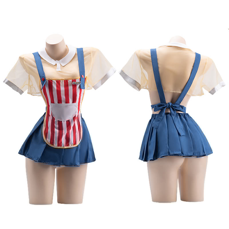 Cosplay Striped Convenience Store Maid Uniform Lingerie