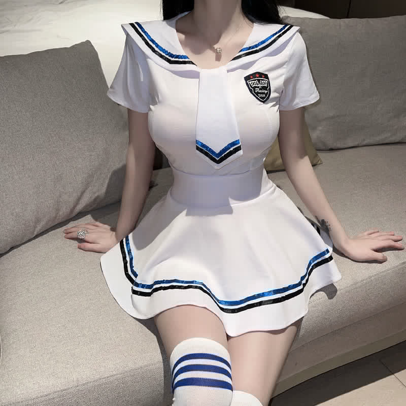 Sailor Collar Cosplay Lingerie Stockings Set