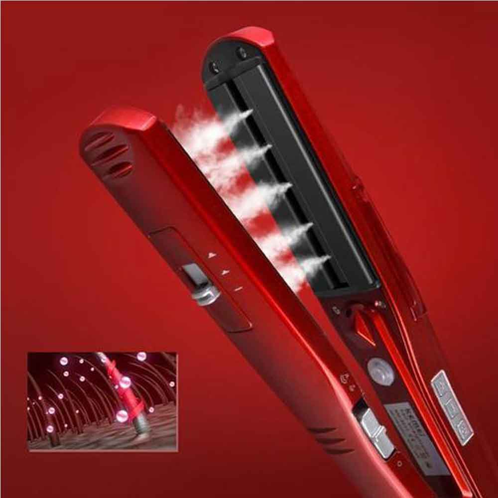 LunaWig Ceramic Steam Hair Straightener Flat Iron for Wet/Dry Hair