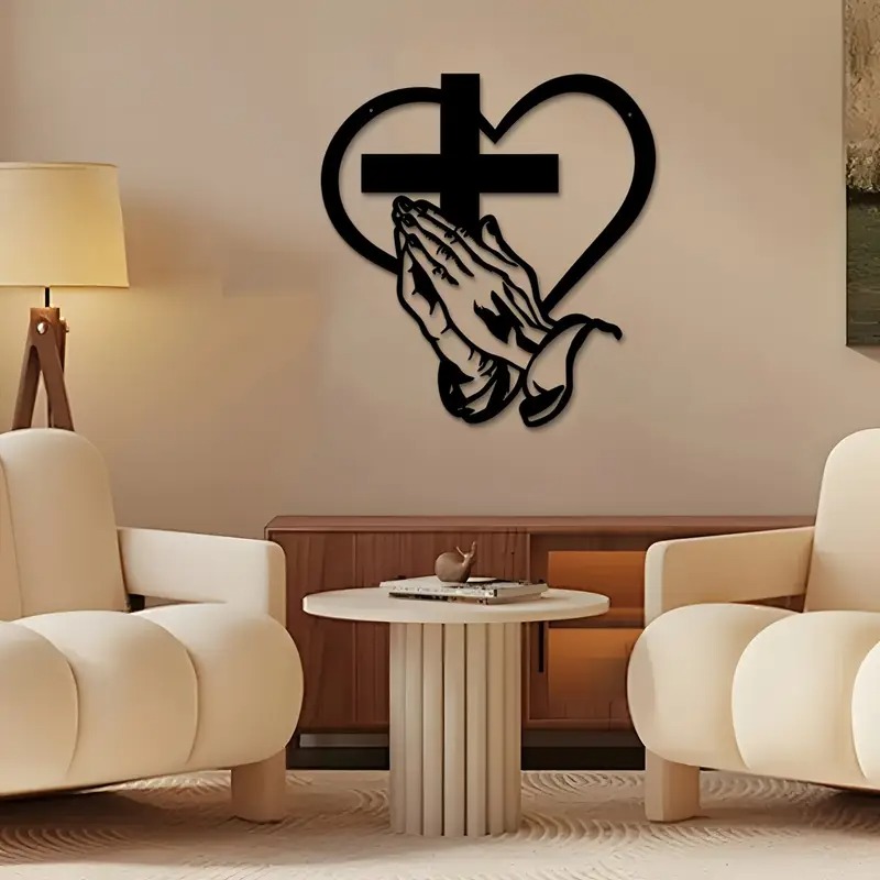 🎄Early Christmas Sale - 50% OFF🔥Christian Metal Wall Art – Heart & Cross with Prayer Hands