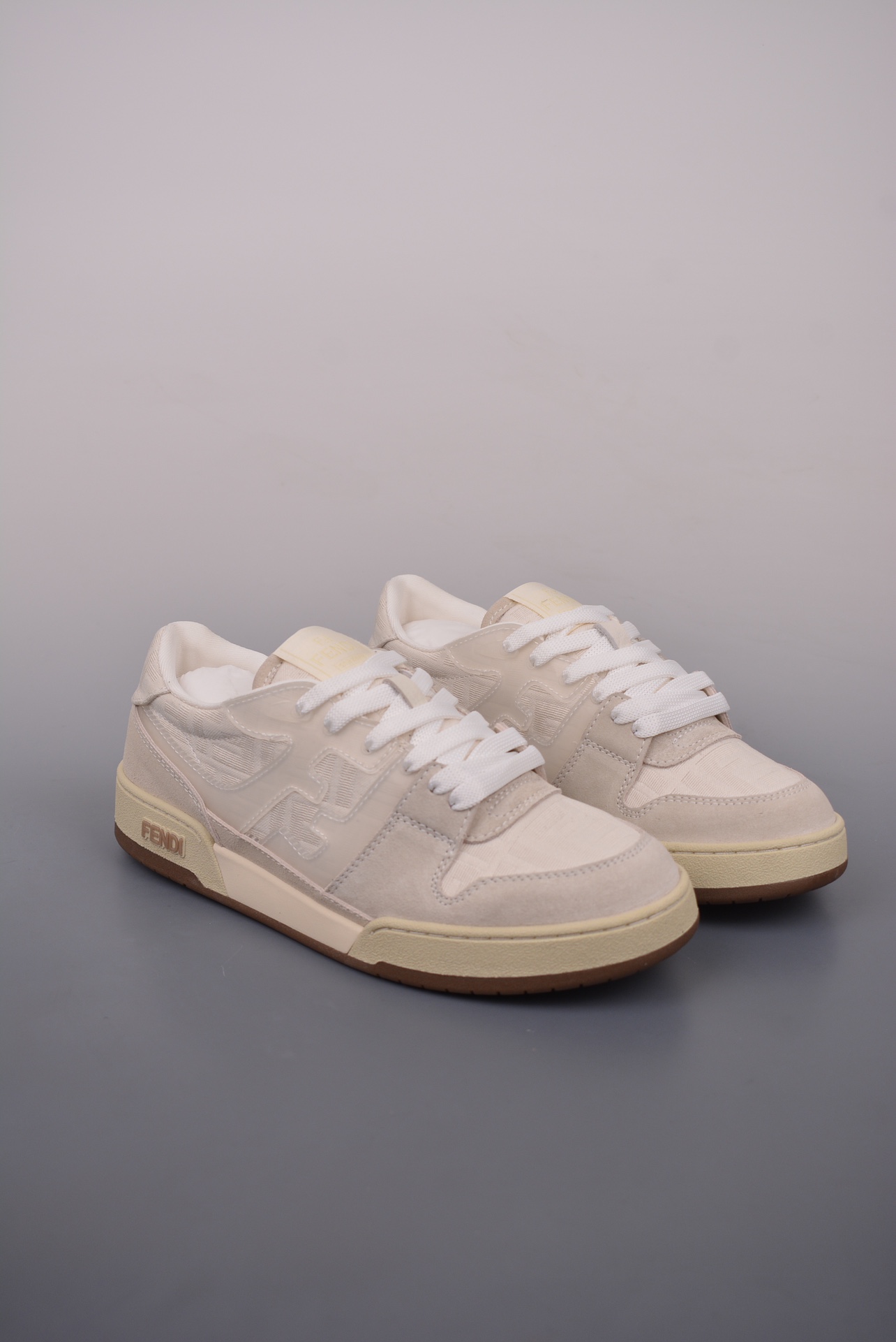 Fendi Match Sneaker Low Velcro Ivory Grey FF Jacquard 8E8470AQ6IF1NJ3