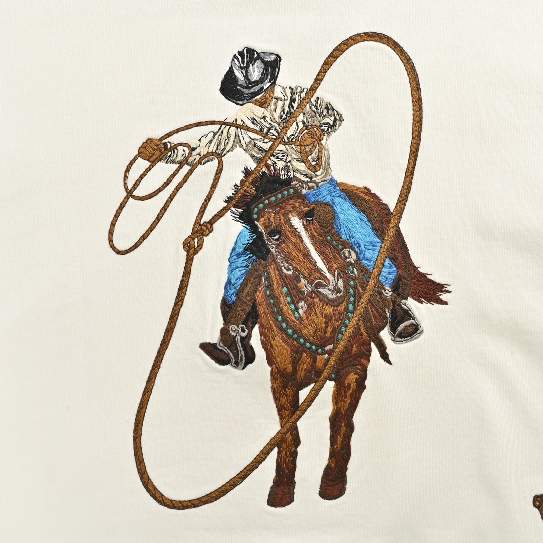 Louis Vuitton 24Fw Western Denim Heavy Embroidery Crewneck Sweatshirt