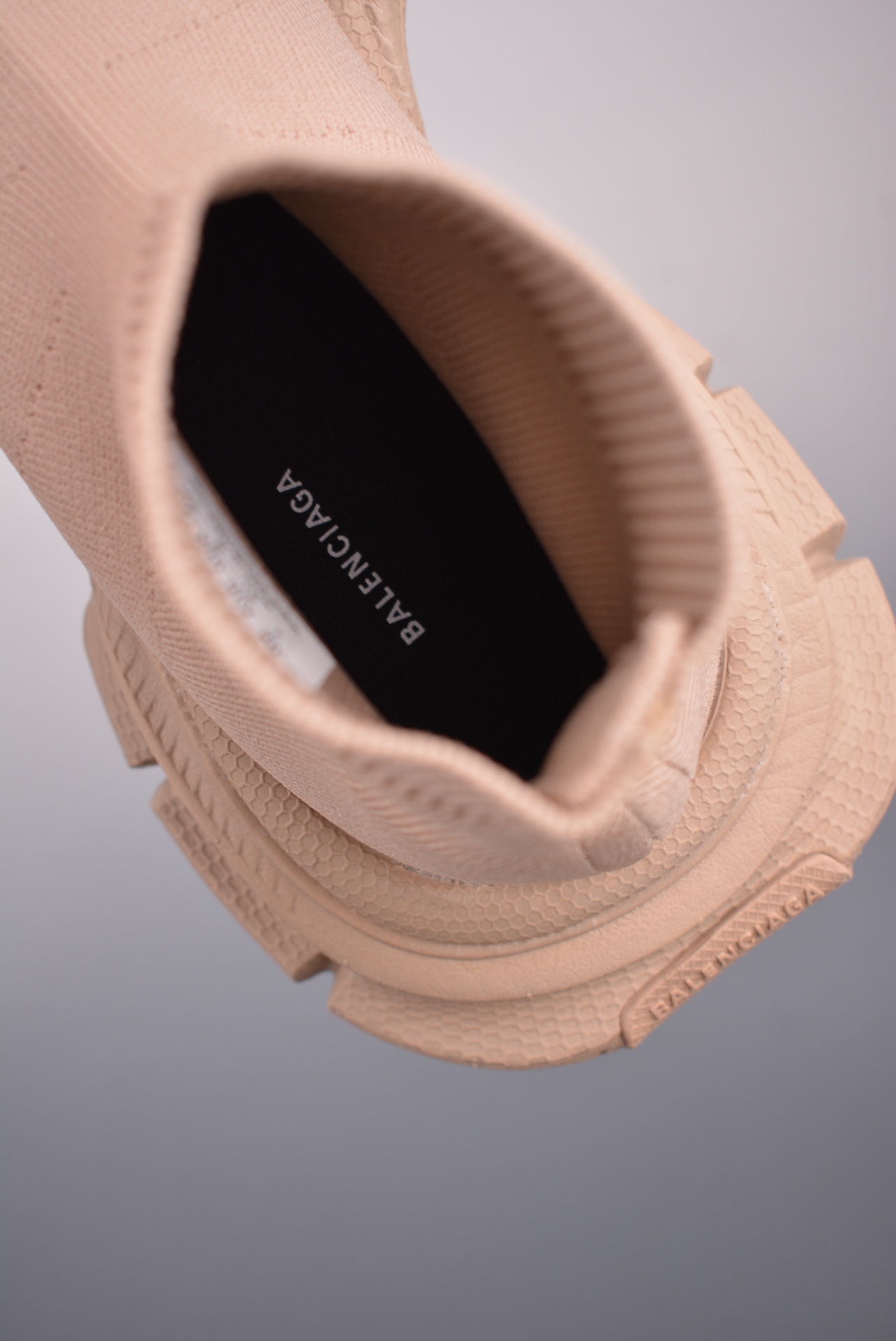 BALENCIAGA 3XL Knit Mid Sneakers Beige Brown White