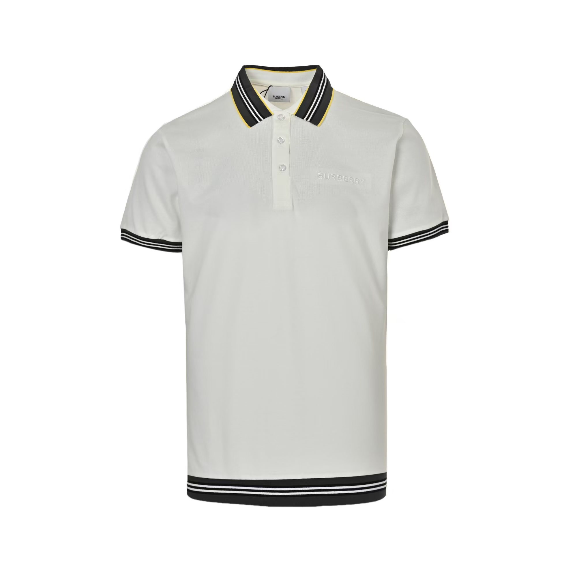 Burberry 25ss color stripe ribbed Polo short sleeve