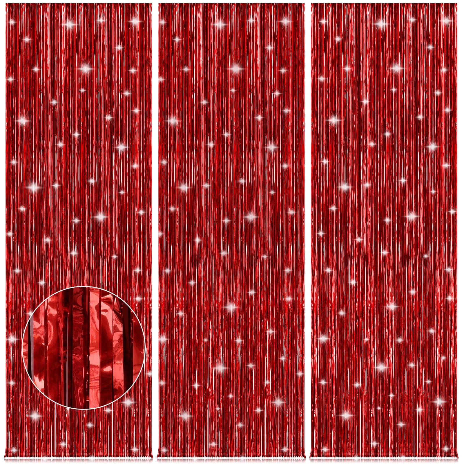 Party Streamers 3 Pack Metallic Tinsel Foil Fringe Curtains 3.2ft x 8.2ft Party Decorations