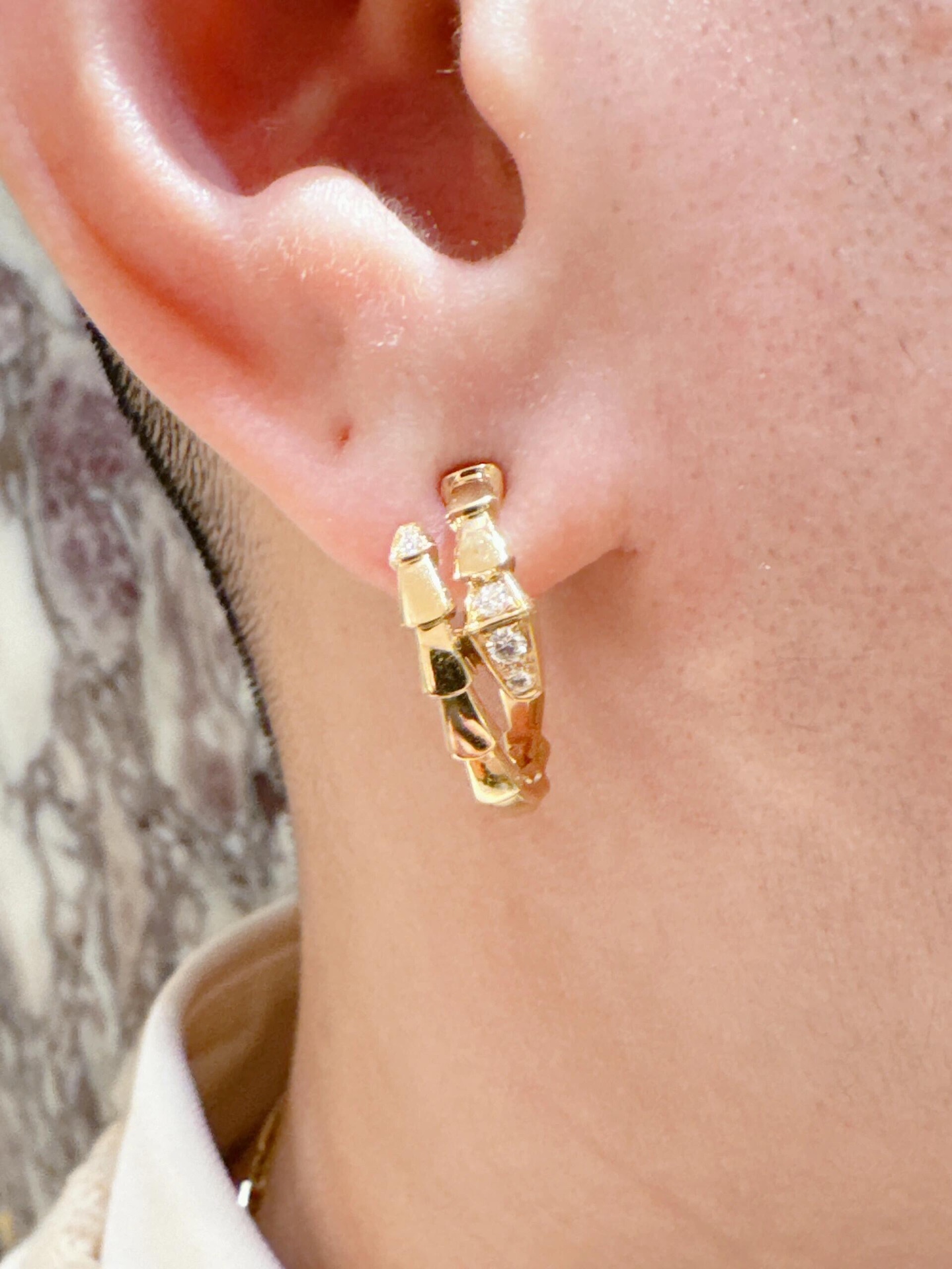 Bulgari snake-shaped diamond earrings
