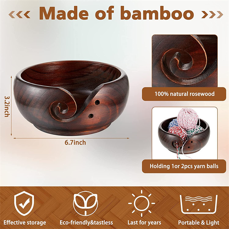 🔥Mother's Day Sale-[SAVE 50% OFF]-- Handmade Wooden Yarn Bowl Crocheting Bowl