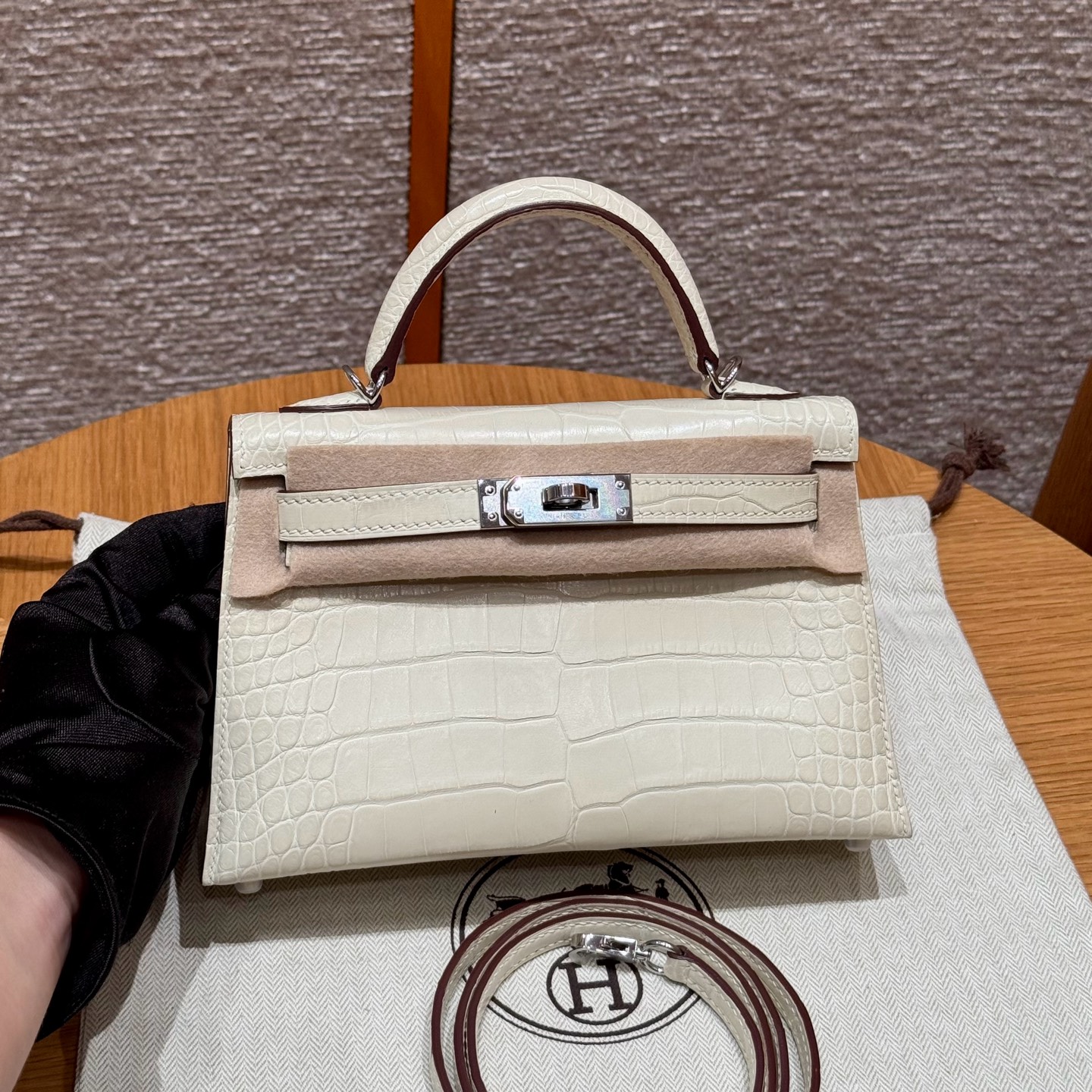 Hermes mini kelly 3CParchemin handbag (handmade to order)