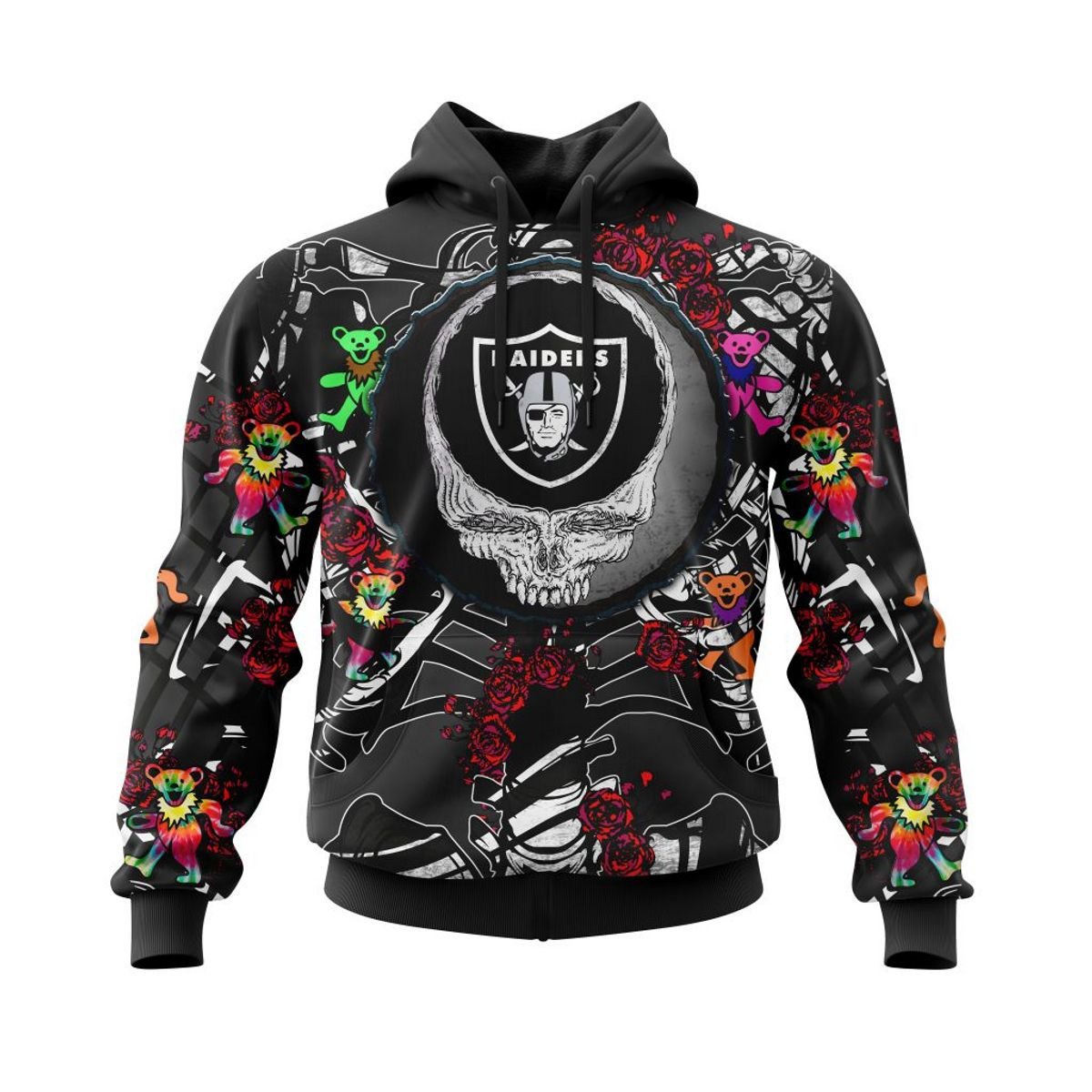 LAS VEGAS RAIDERS 3D HOODIE MIX GRATEFUL DEAD