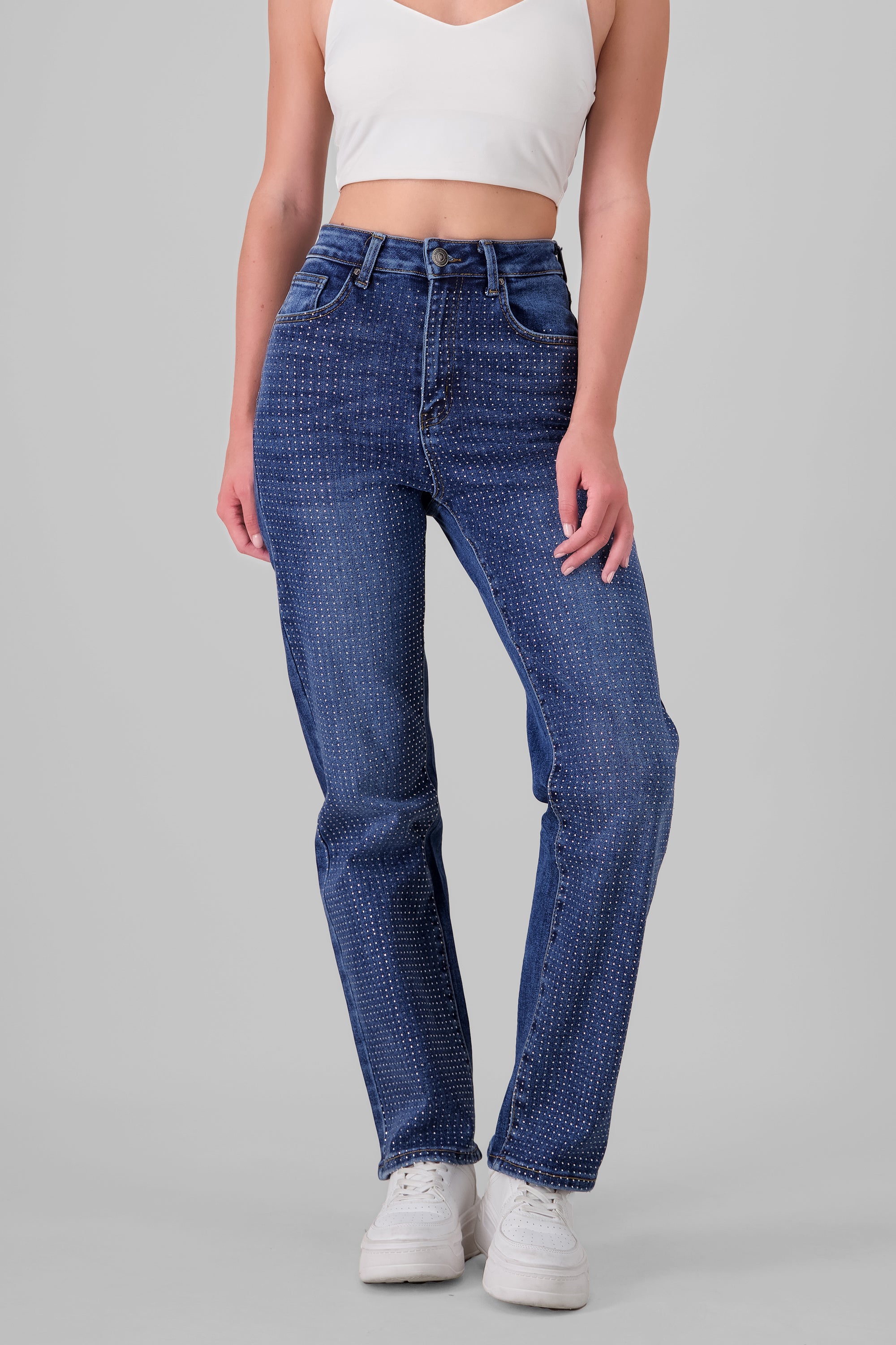 straight jeans rhinestone