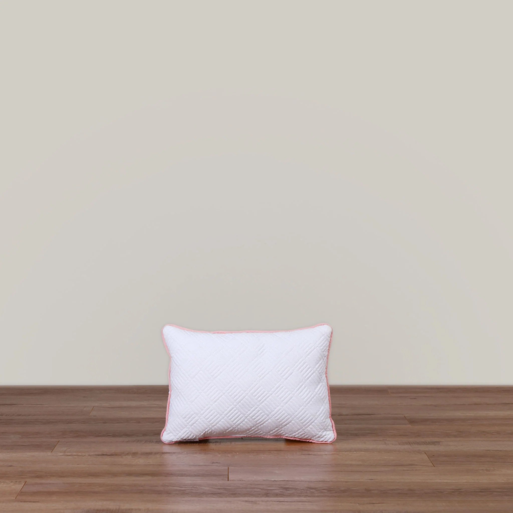 Cojín decorativo rectángular Blanco Pompón Rosa Palo