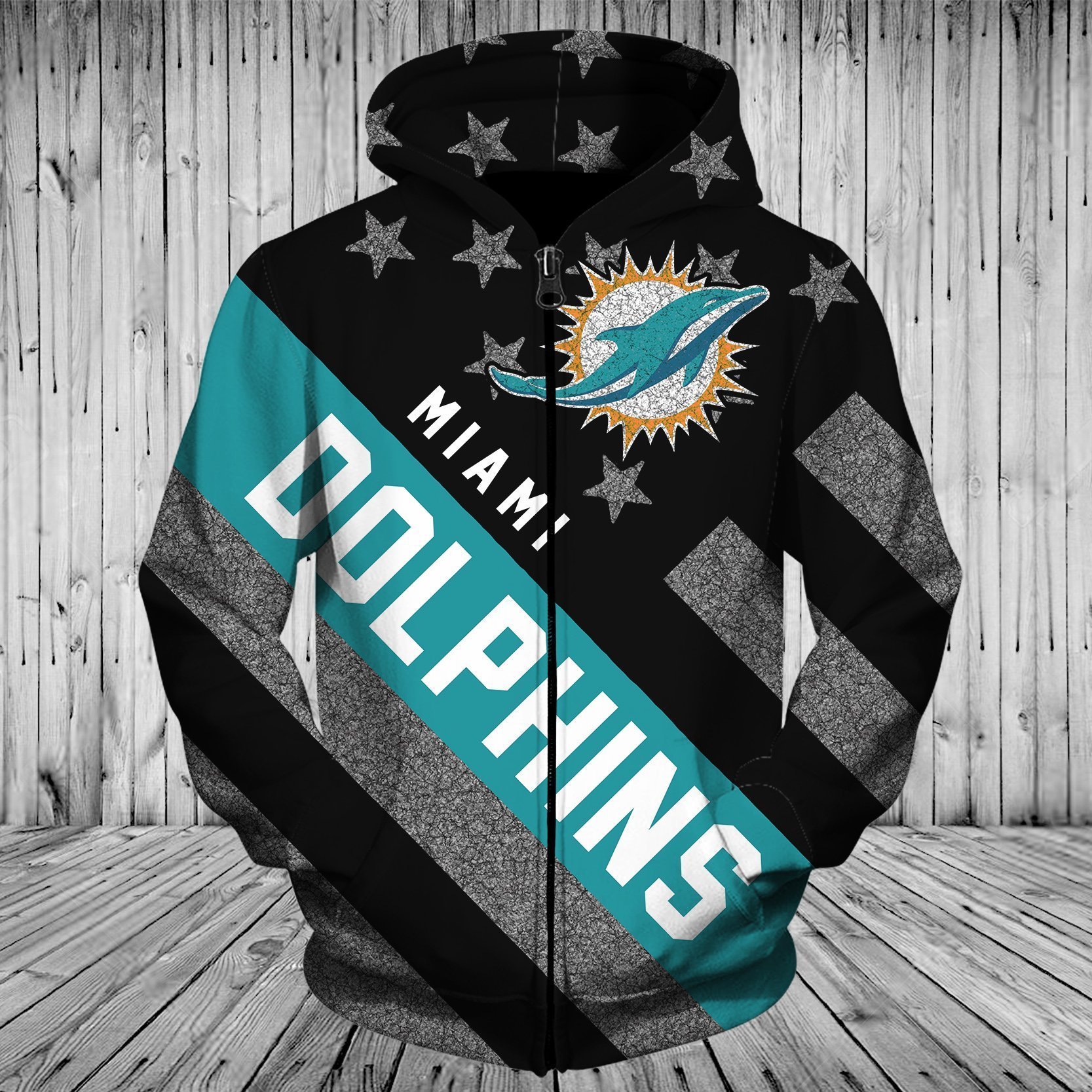 DOLPHINS HOODIE 3D FLAG 544