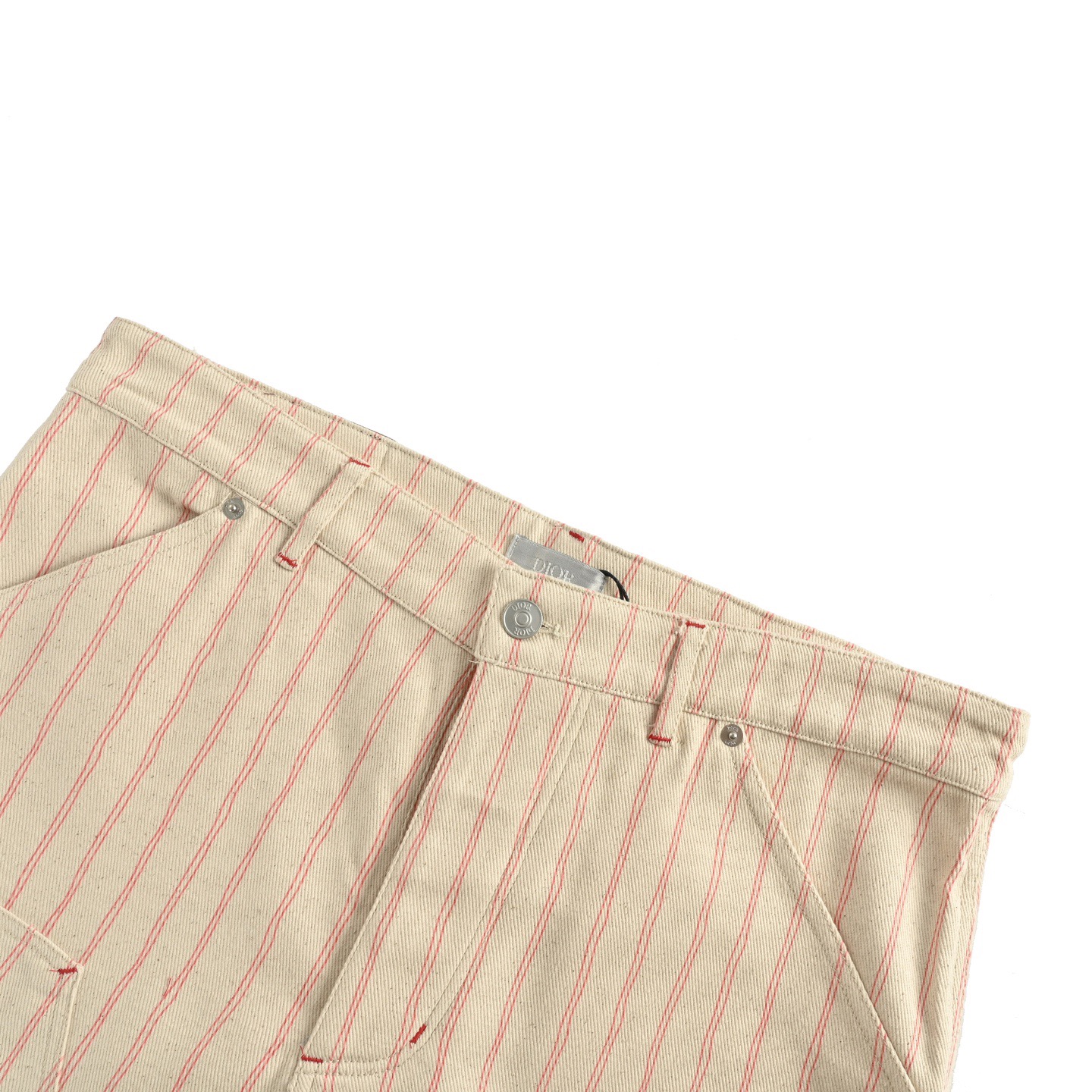 Dior 25ss embroidered lettering striped denim shorts