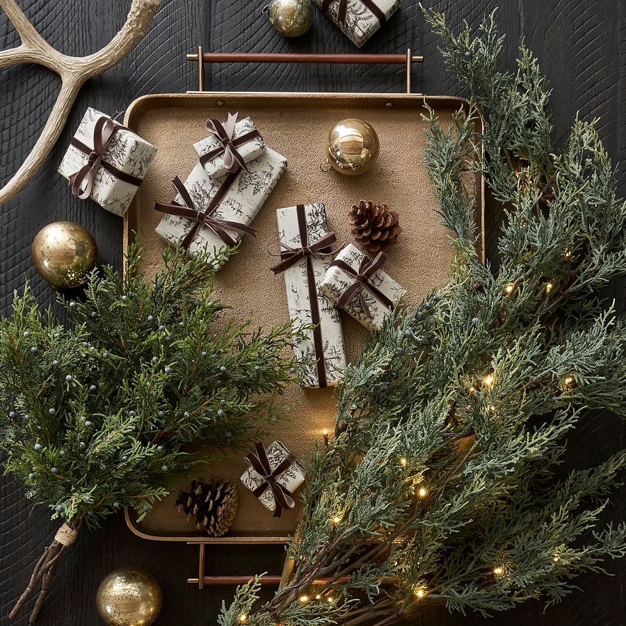 🔥CHRISTMAS ON SALE🔥Faux Lit Juniper Berry Branch