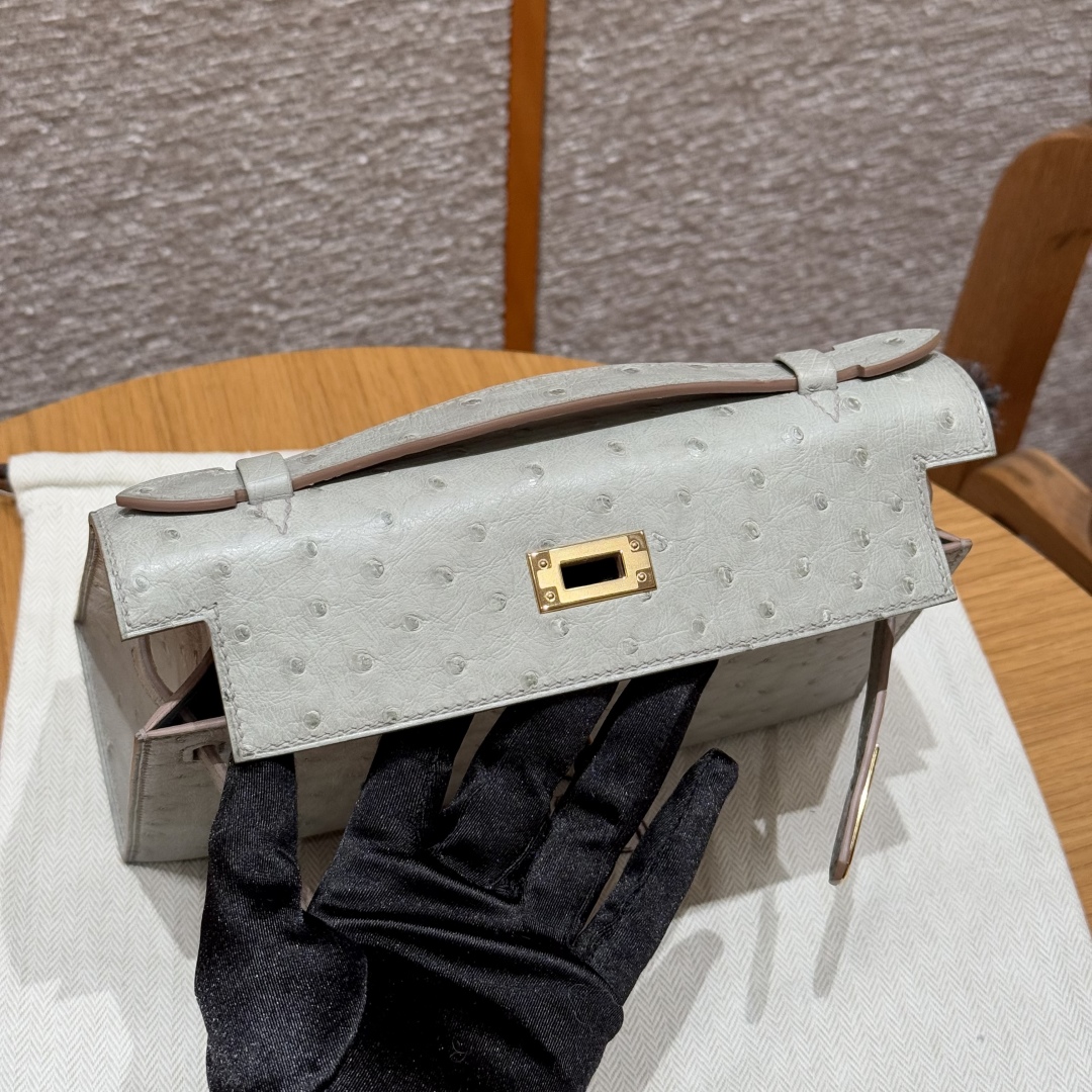 Hermes Kelly Pochette1 80Gris perle handbag (handmade to order)