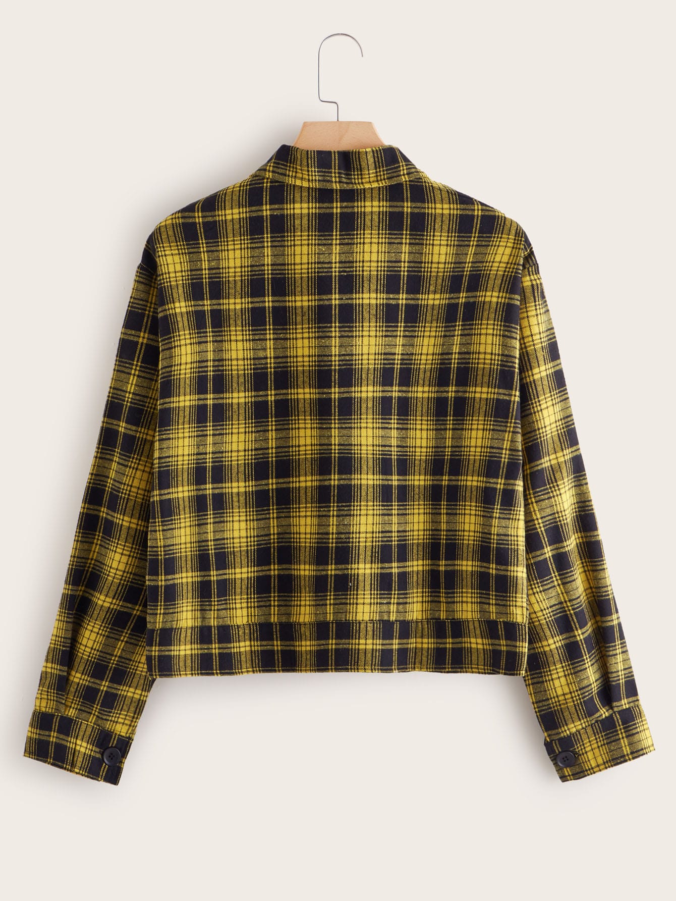 Plus Plaid Dual Pocket Patched Jacket