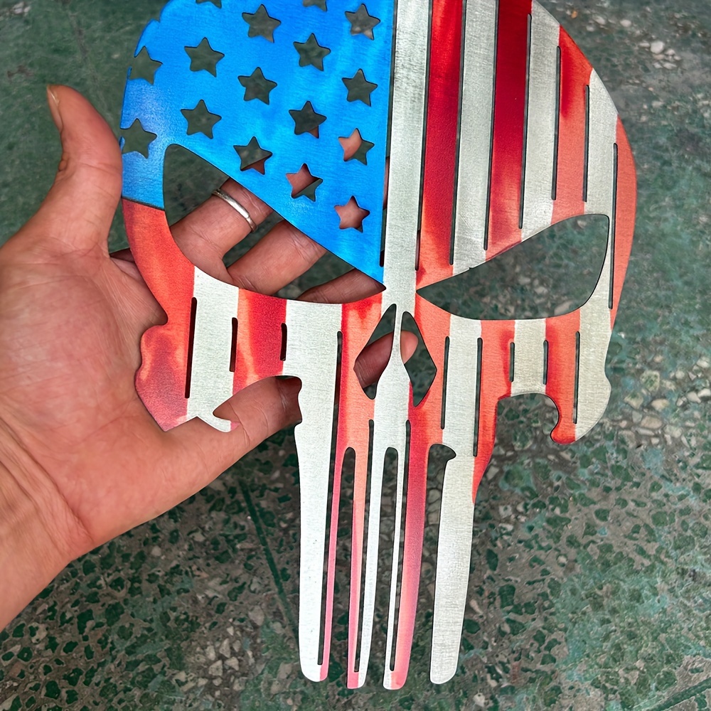 🔥ON SALE🔥🇺🇸 Patriotic Punisher Skull Wall Metal Art – CNC-Cut Precision Metalwork