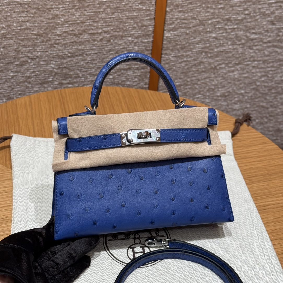 Hermes mini kelly 2 74Blue roy handbag (handmade to order)