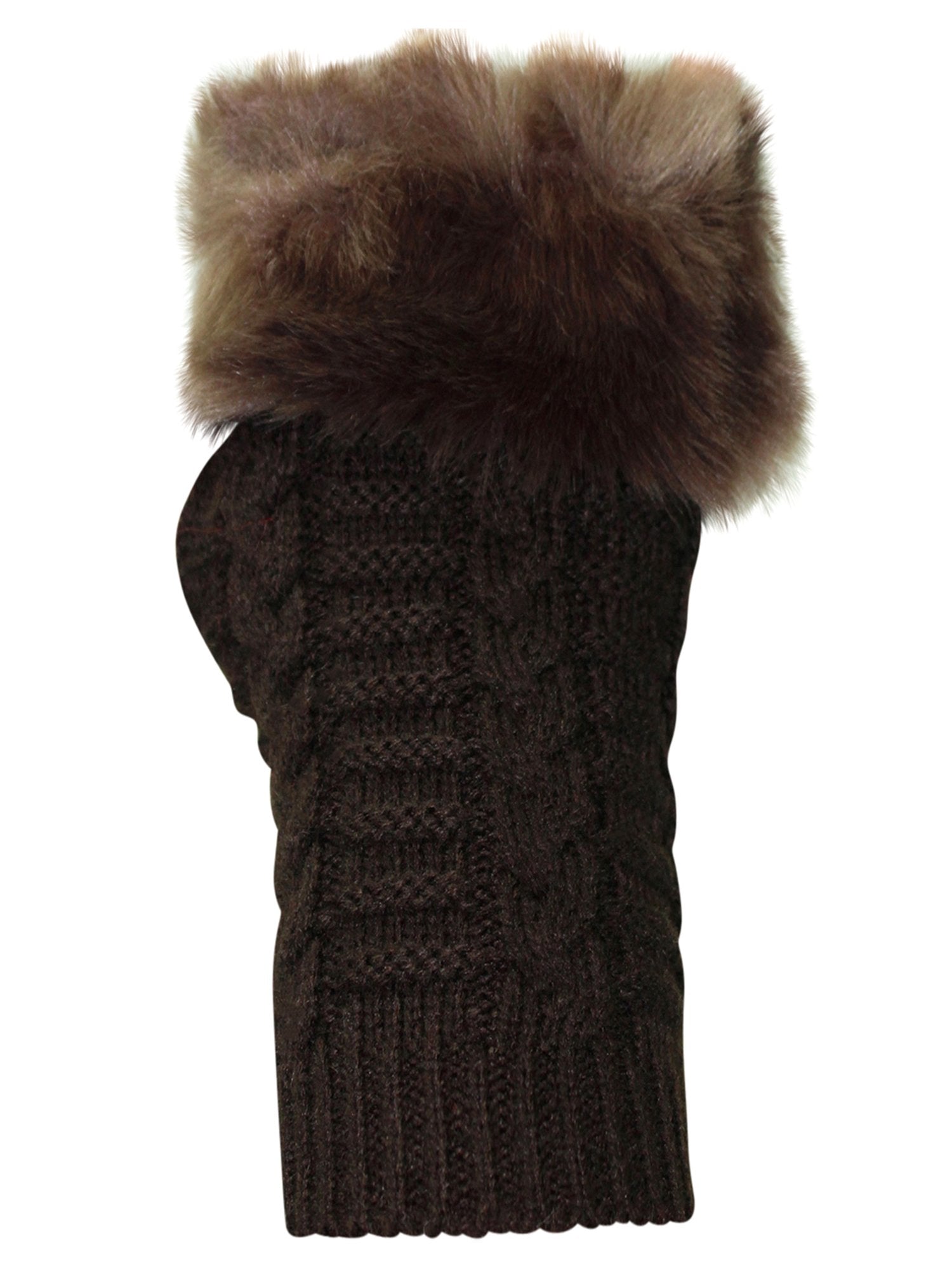 Faux Fur Trim Arm Warmer Fingerless Gloves