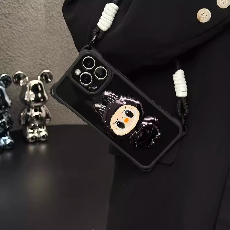 Labubu Couple Lanyard Phone Case For iPhone