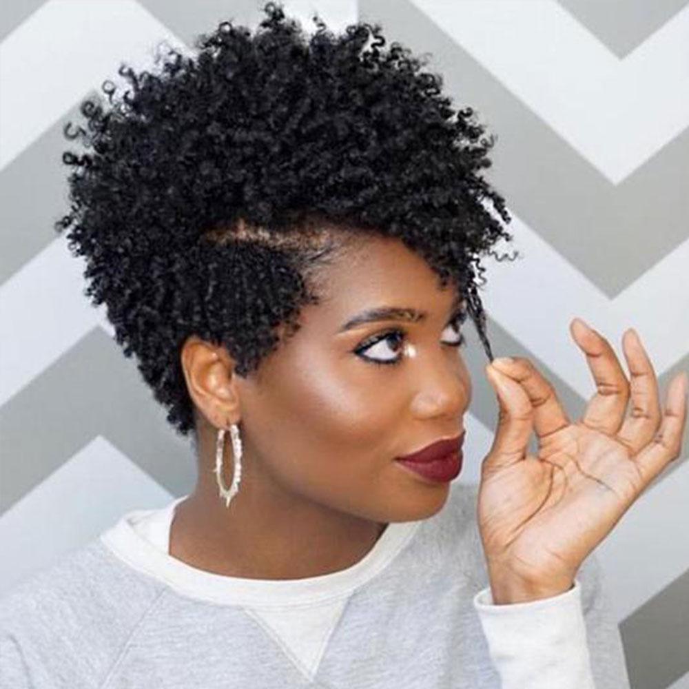 Luna 033 African American Spiral Short Afro Curly Hair Wig for Women