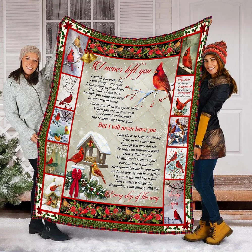 I Never Left You, Christmas Cardinal Quilt Blanket