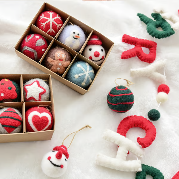 Snowflake Wool Felt Christmas Tree Baubles
