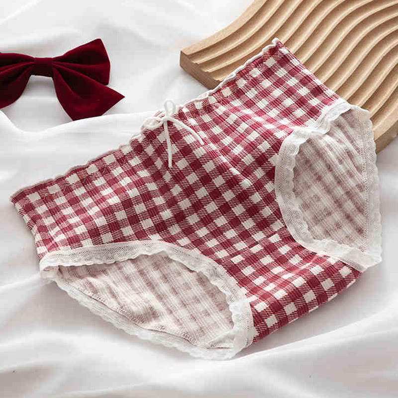 5 Pack Plaid Dot Bow Print Panty Set