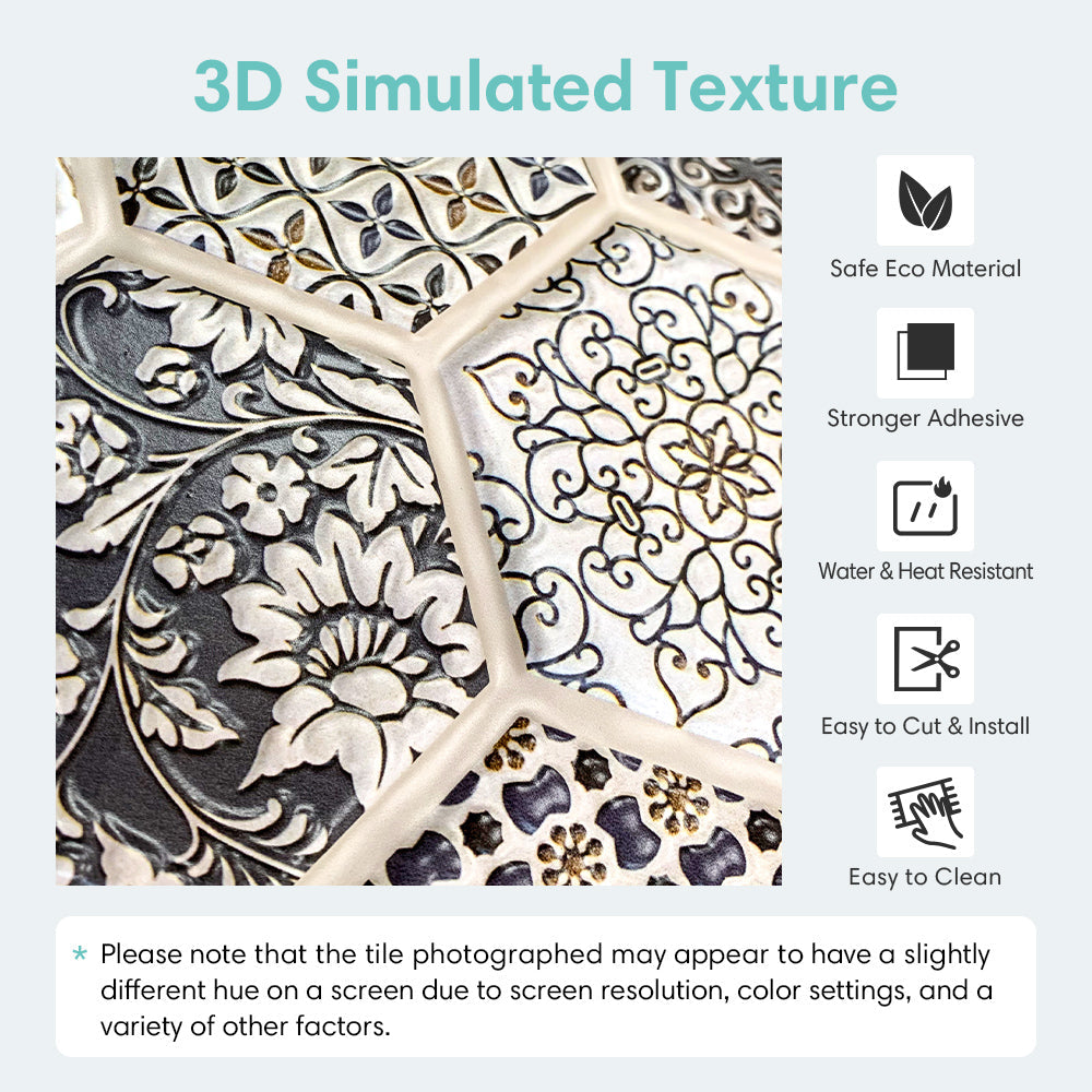 3D Brown Boho Hexagon Peel and Stick Wall Tile