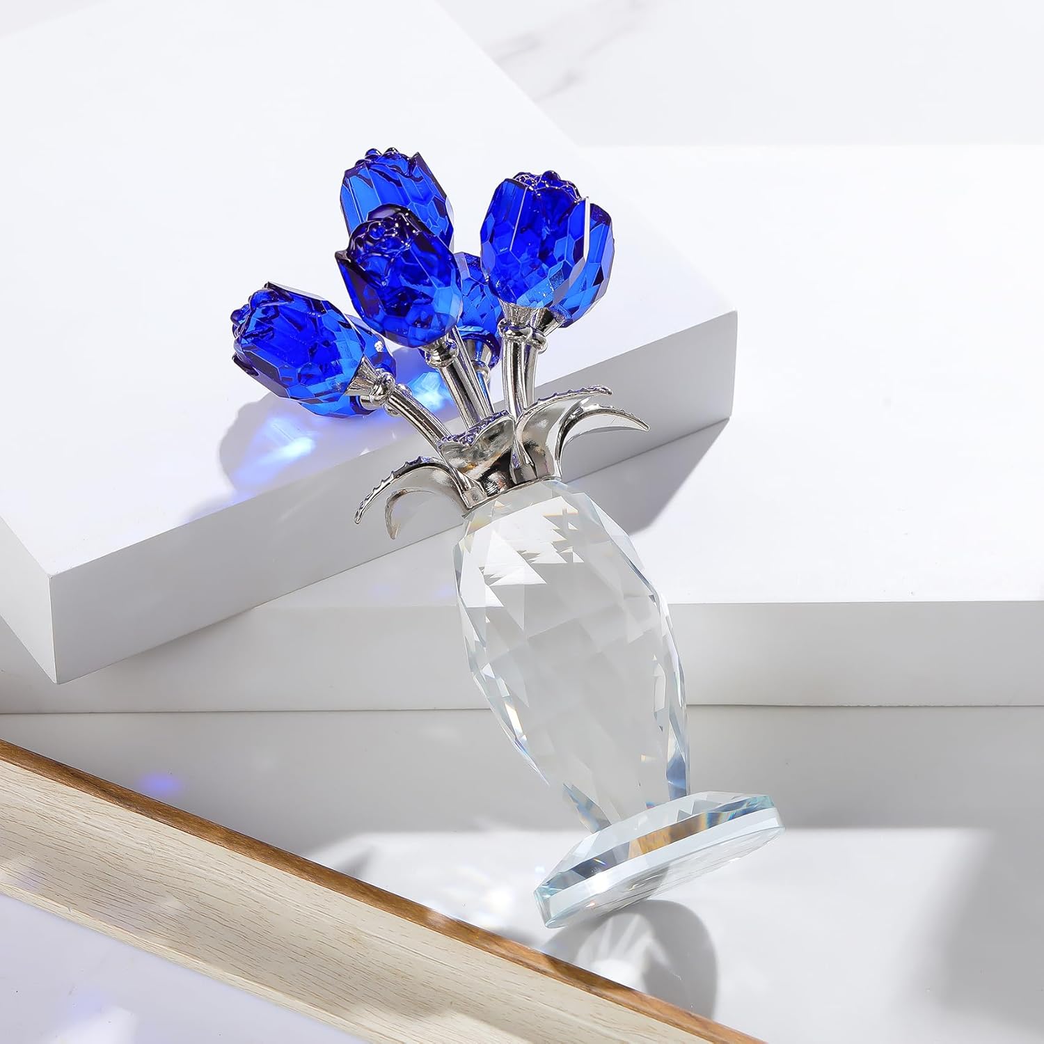 🔥ON SALE🔥Crystal Rose Flower Figurine with Vase