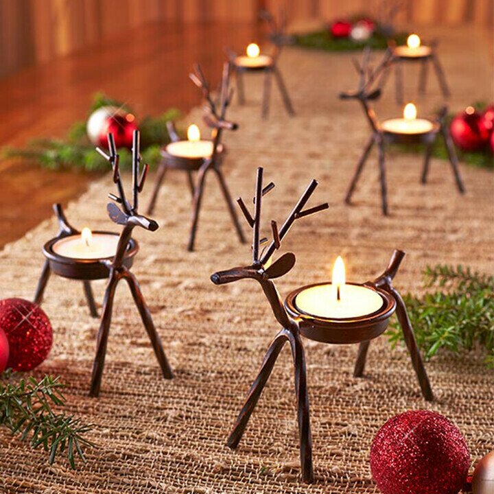 Christmas Promotion-Set Of 2 Reindeer Tea Light Holders